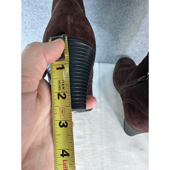 Clark’s Bendables Women’s sz 9 Brown Suede Faux Shearling Cuff 2 Way Bootie - Picture 9 of 11